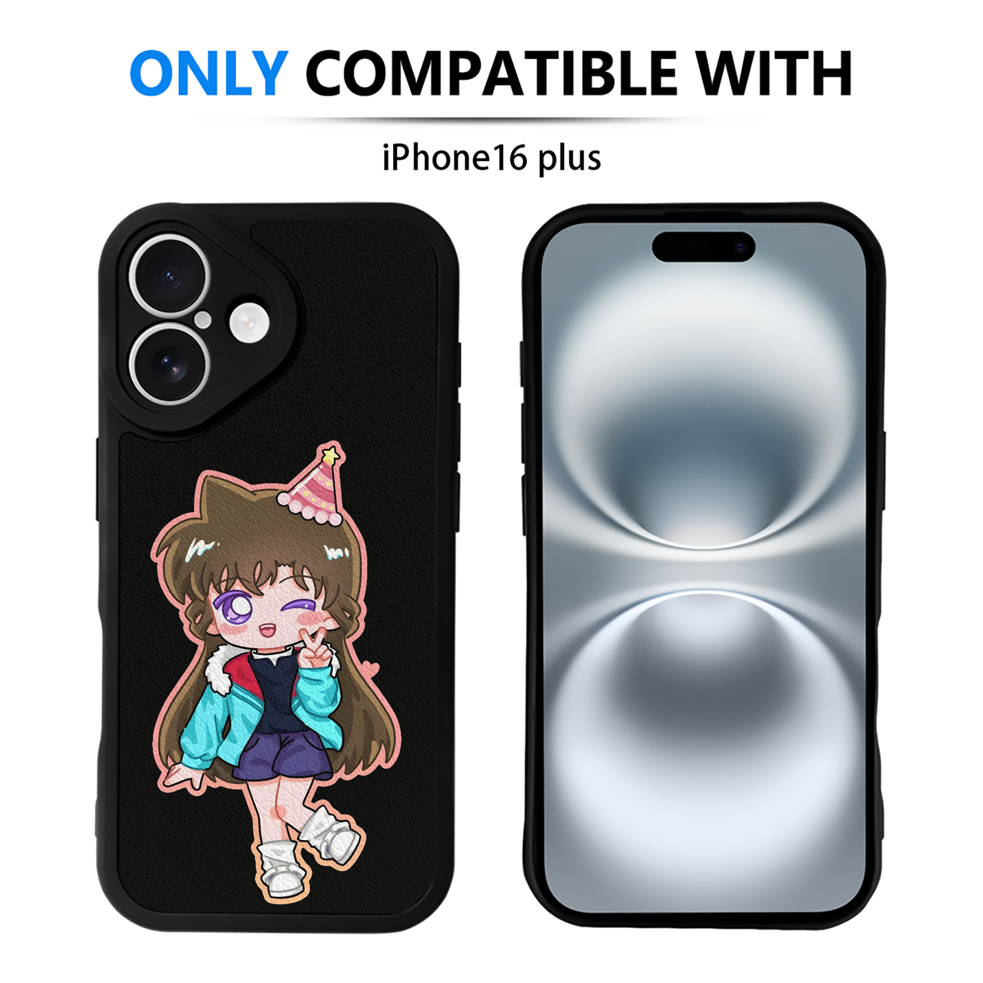 （画像用） 名探偵コナン 毛利 蘭 もうり らん、モーリ ラン Detective Conan Rachel Moore 【iPhone 16シリーズ対応】シリコンスマホケース（レザー調） 材質：シリコン